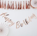 baner napis happy birthday różowe złoto