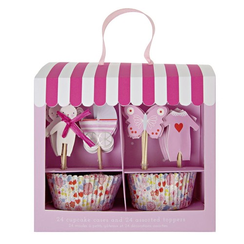 papilotki i pikery baby shower girl - 24 sztuki