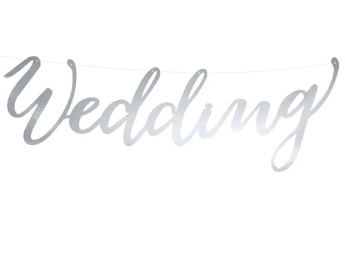 Baner napis wedding srebrny