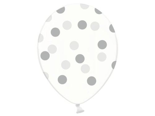 balon przezroczysty w kropki srebrny