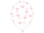 balon nadruk transparentny w serduszka różowe jasne