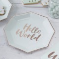 talerzyki napis hello world miętowy - 8 sztuk